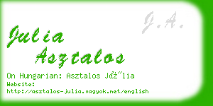 julia asztalos business card